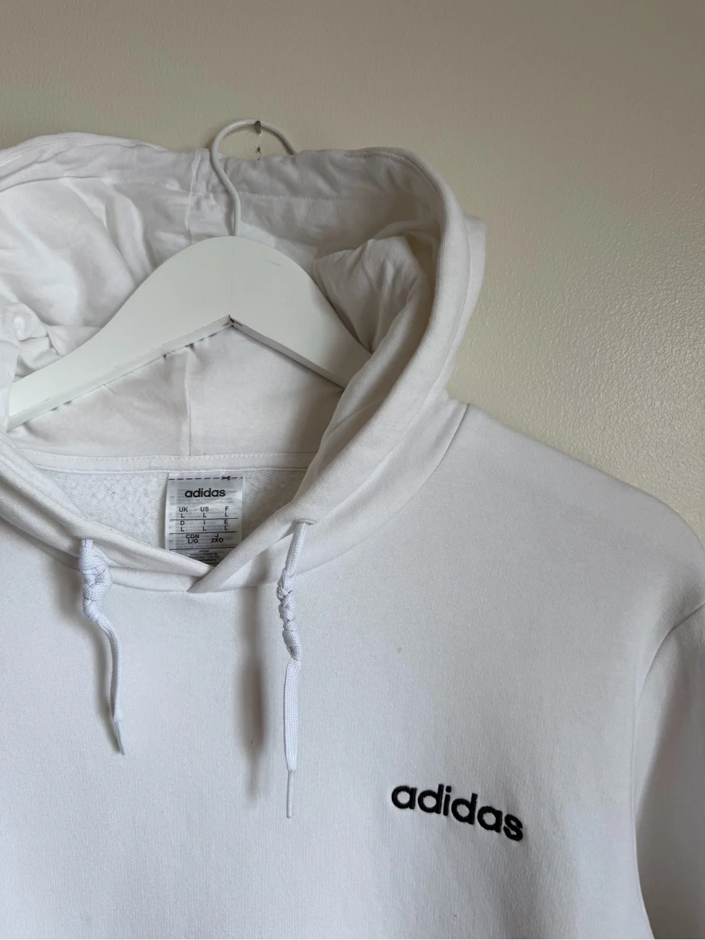 Adidas White Hooded Sweatshirt Men’s Size Large White